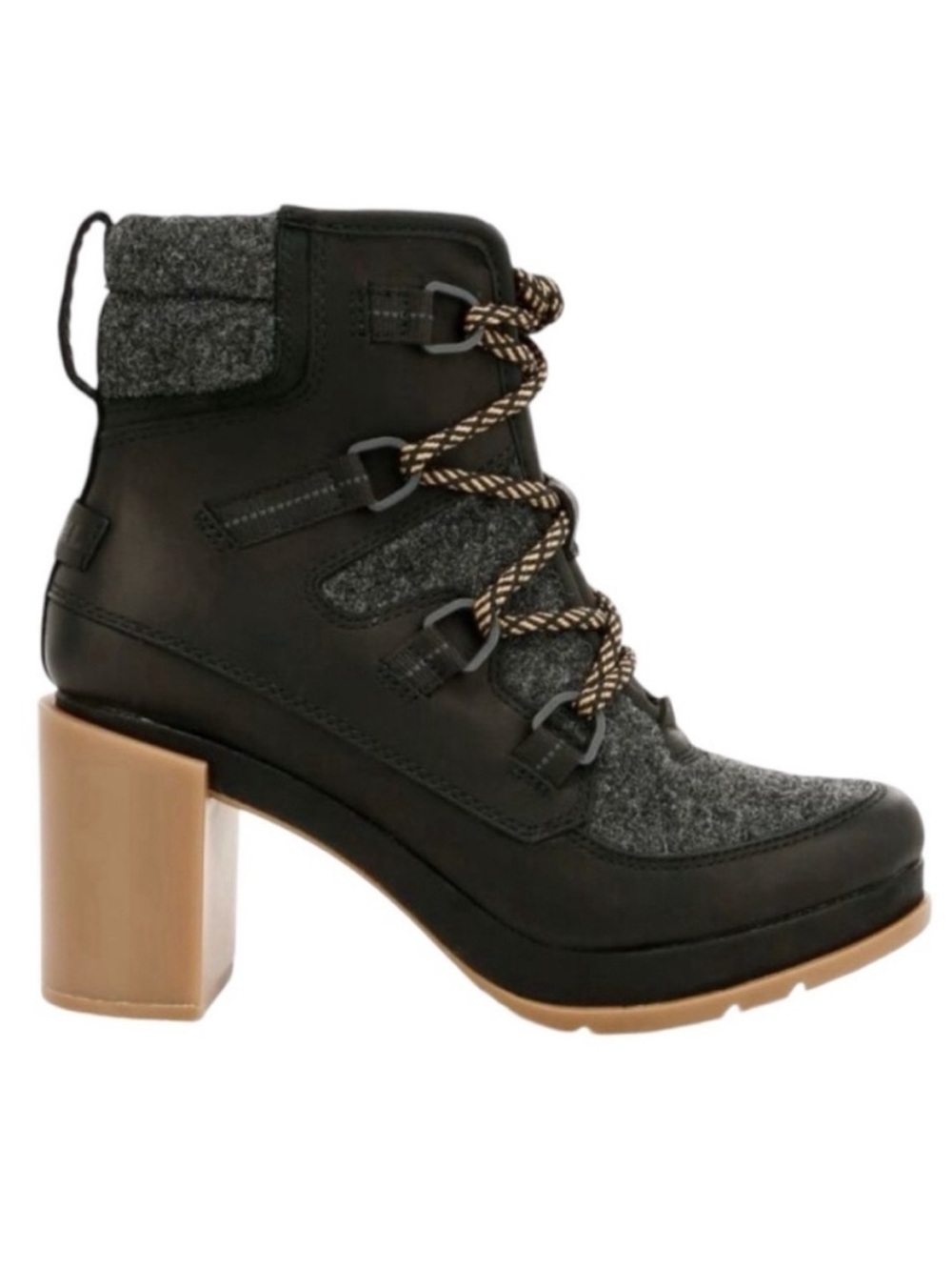 SOREL Blake Black & Grey Lace-Up Leather & Felt Hiking Boot